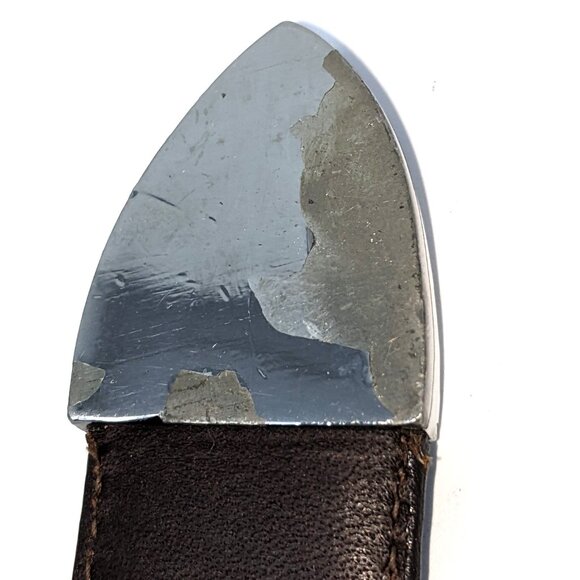 Vintage 90s Hartnell Belt Brown Alligator Grain Calfskin Leather Silver Buckle - Picture 5 of 13